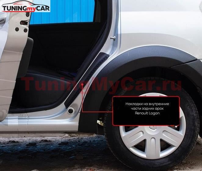 Накладки на внутренние части задних арок БЕЗ СКОТЧА Renault Logan 2004-2010